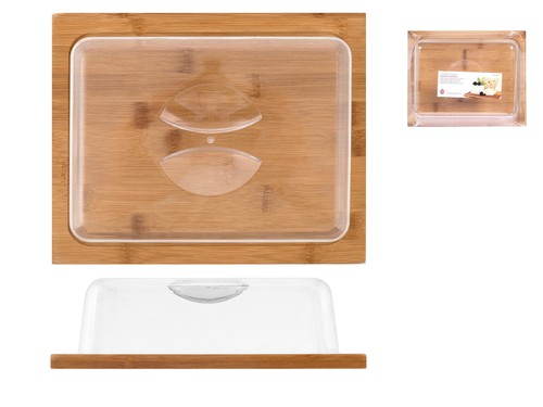 Wooden Cheese Board with Square Plastic Dome