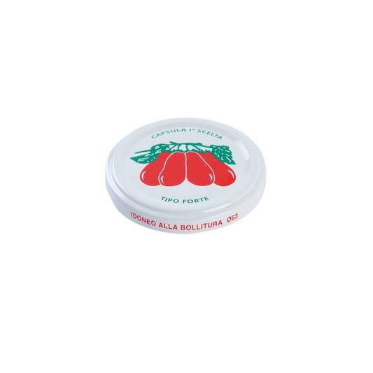 53mm White Metal Cap with tomato logo print