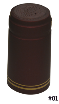 Heat Shrink Capsule Burgundy with Gold Stripe 31 x 55 mm, 100 Pack