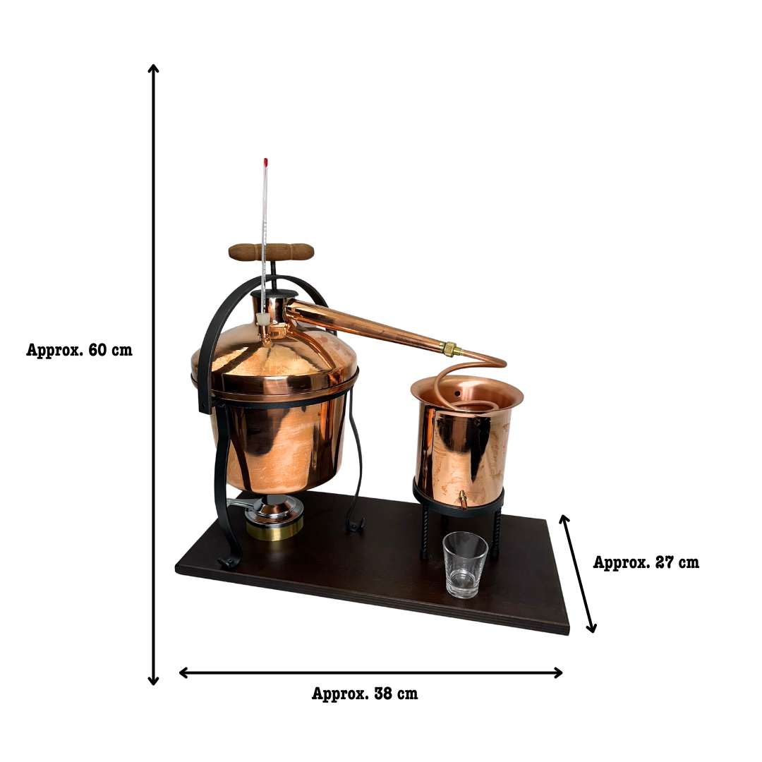 Italian Alembico Copper Pot essential oil mini distillery 4.9L with Thermometer -Flame Burner.