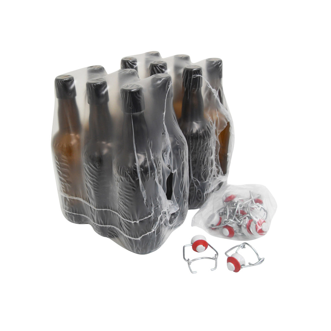 Amber Glass Beer & Cider Bottle 500 ml with Porcelain Swing Hermetic