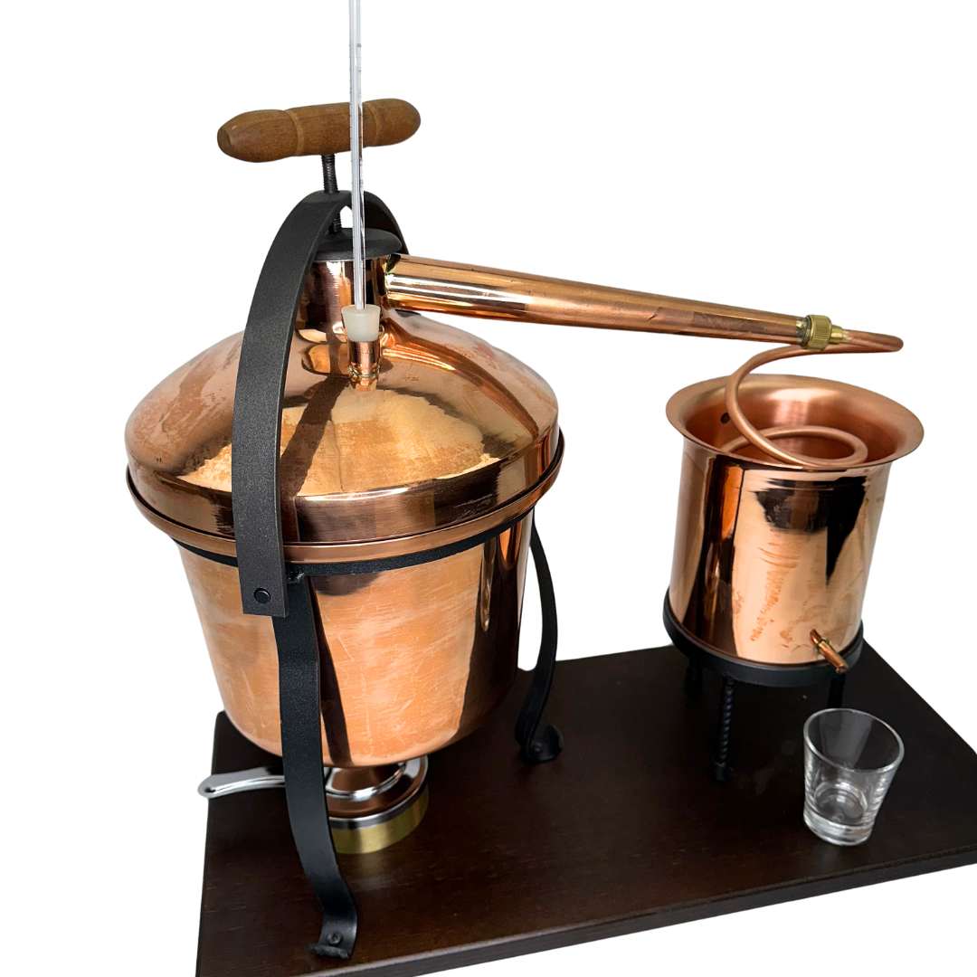 Italian Alembico Copper Pot essential oil mini distillery 4.9L with Thermometer -Flame Burner.