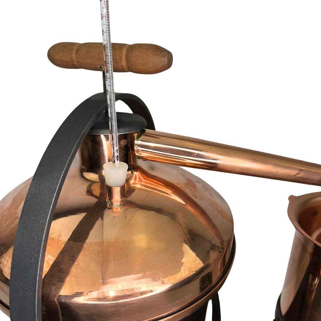 Italian Alembico Copper Pot essential oil mini distillery 4.9L with Thermometer -Flame Burner.