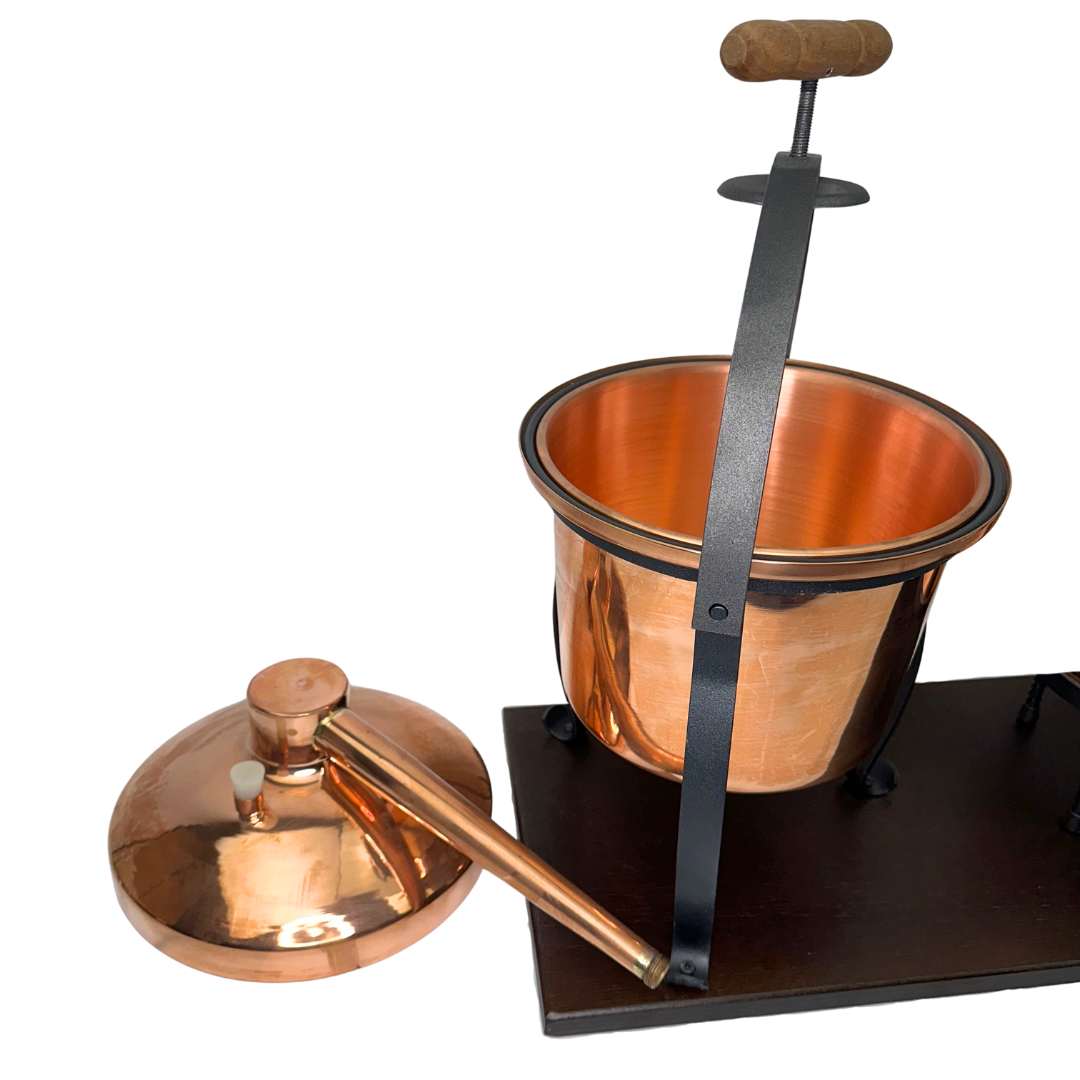 Italian Alembico Copper Pot essential oil mini distillery 4.9L with Thermometer -Flame Burner.