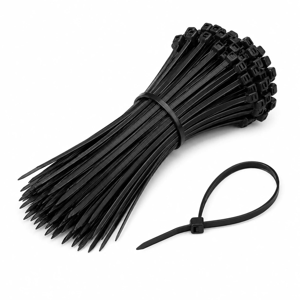 300mm Long Black Cable Ties - Pack of 100