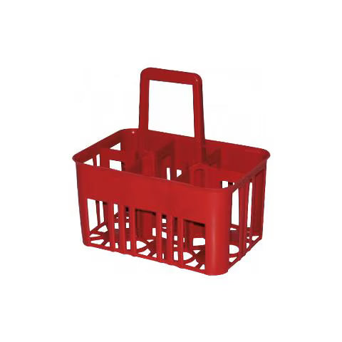 Bottle Basket Plastic Holds 6 Bottles - Red