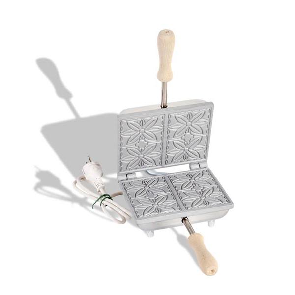 CBE Electric Waffle Pizzelle Maker Rectangle 2 Flowers