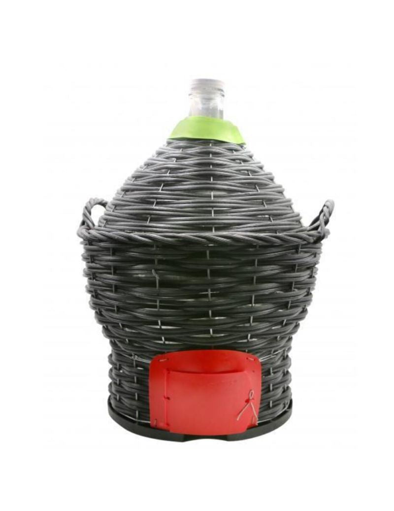 Narrow Neck Demijohn with Tap and Weaved Heavy Basket