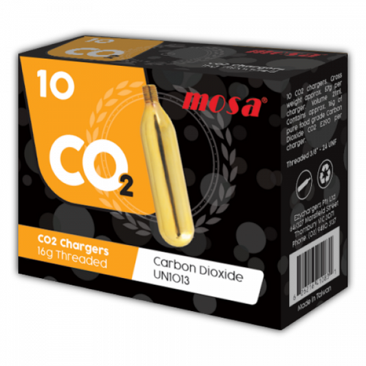 10x Mosa CO2 16gr gas chargers (Threaded)