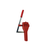 Hand Corker- Red plastic squeeze body, Metal piston with adjustable depth.