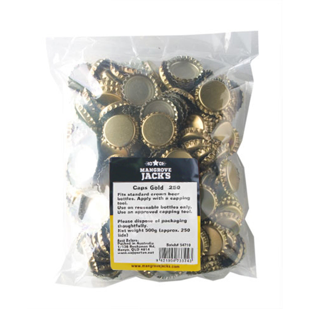 Gold Caps for Beer Bottles 26mm (twist-off)