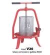 Press T-BAR Manual Fruit Press #20 BE Red Frame with S/S Rolled Basket - Baesso