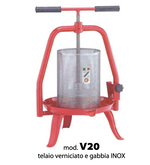 Press T-BAR Manual Fruit Press #20 BE Red Frame with S/S Rolled Basket - Baesso