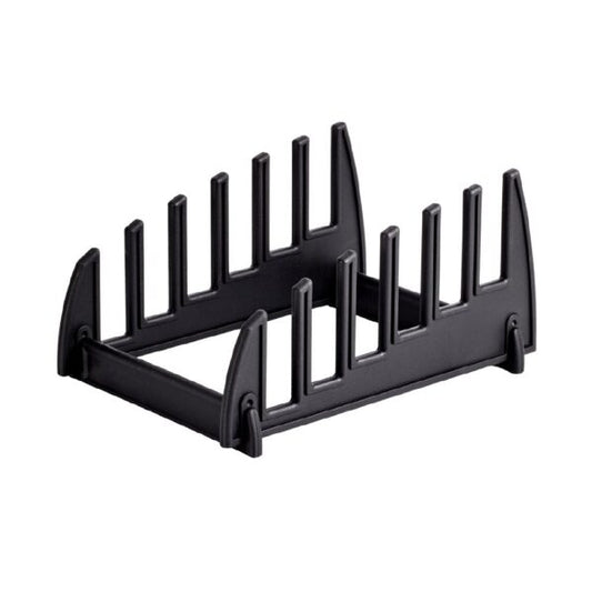 PE Cutting Board 6 Slot Rack Black Plastic