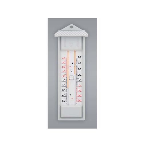 Cellar Thermometer - Analogue Max /Min temperature. White plastic wall mount 230mm - TFA Germany
