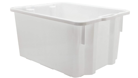 White Plastic Food Crate with Handles