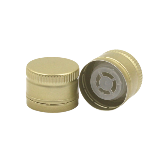31.5mm Metal Screw Cap Gold Pre-threaded and pourer