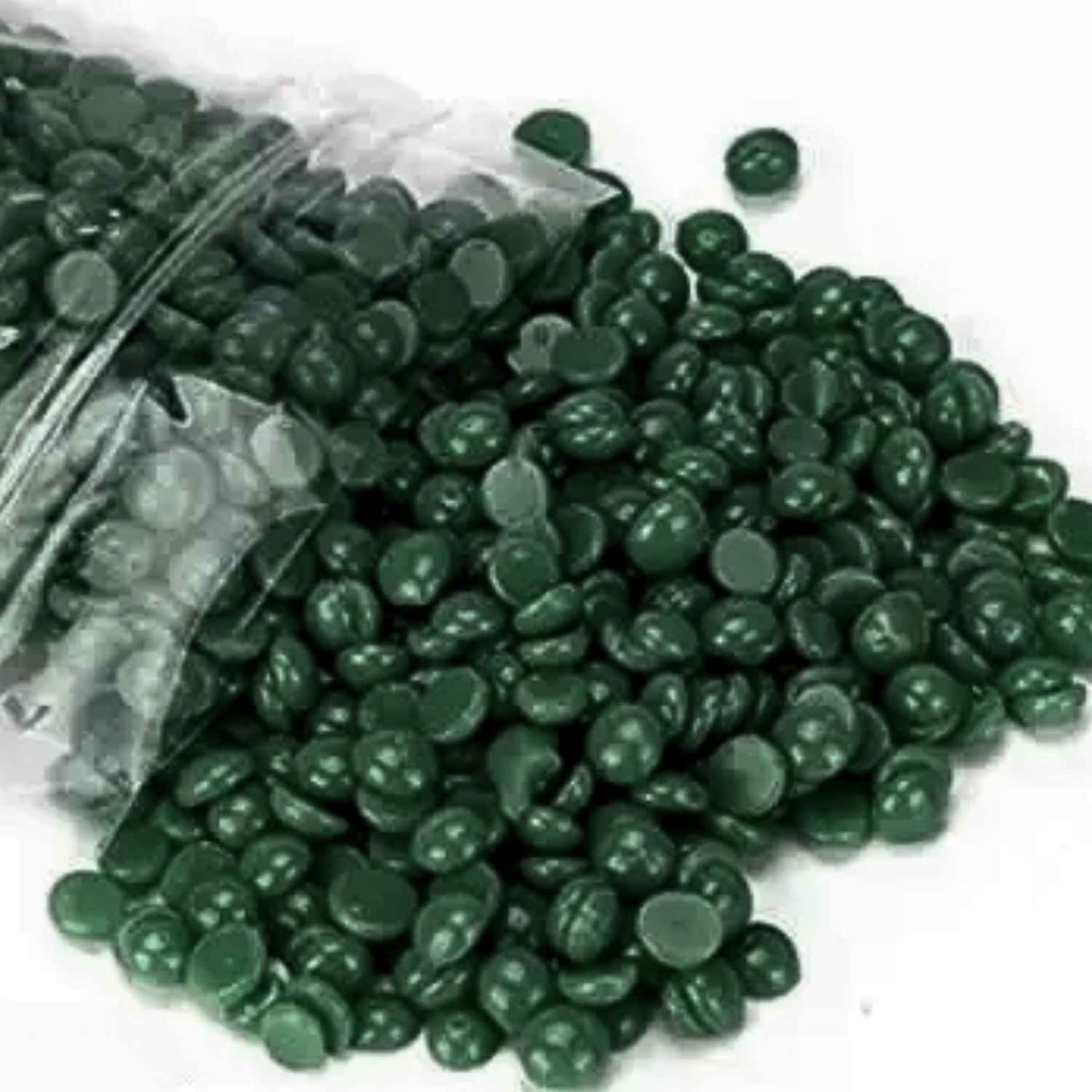 green wax beads- Dark green