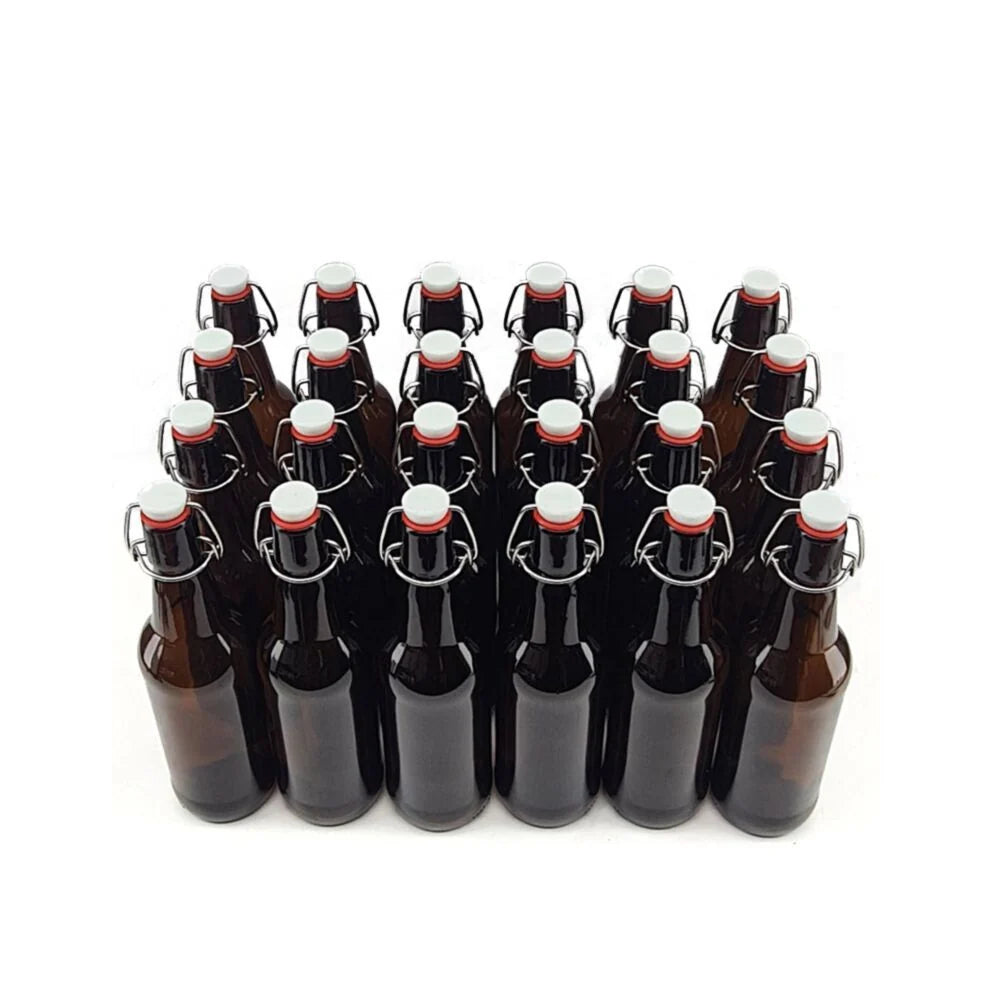 24 x Beer Flip Top Ermetic Amber Bottle 500 ml -silicone bell seal