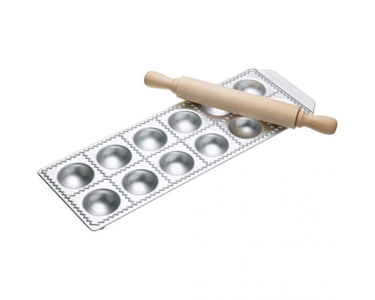 Mould 12 Hole Ravioli - large round with rolling pin